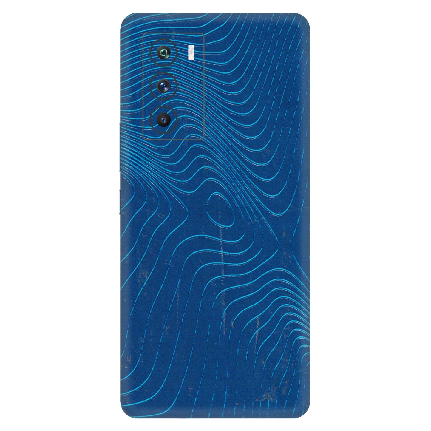 IQOO Phone Skins (All Models) - Abstract Blue Line Map - 3D Embossed Finish (L-272) IQOO 9 SE 5G
