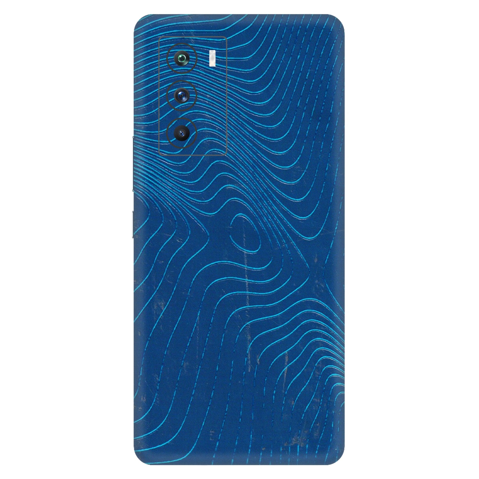 IQOO Phone Skins (All Models) - Abstract Blue Line Map - 3D Embossed Finish (L-272) IQOO 9 SE 5G