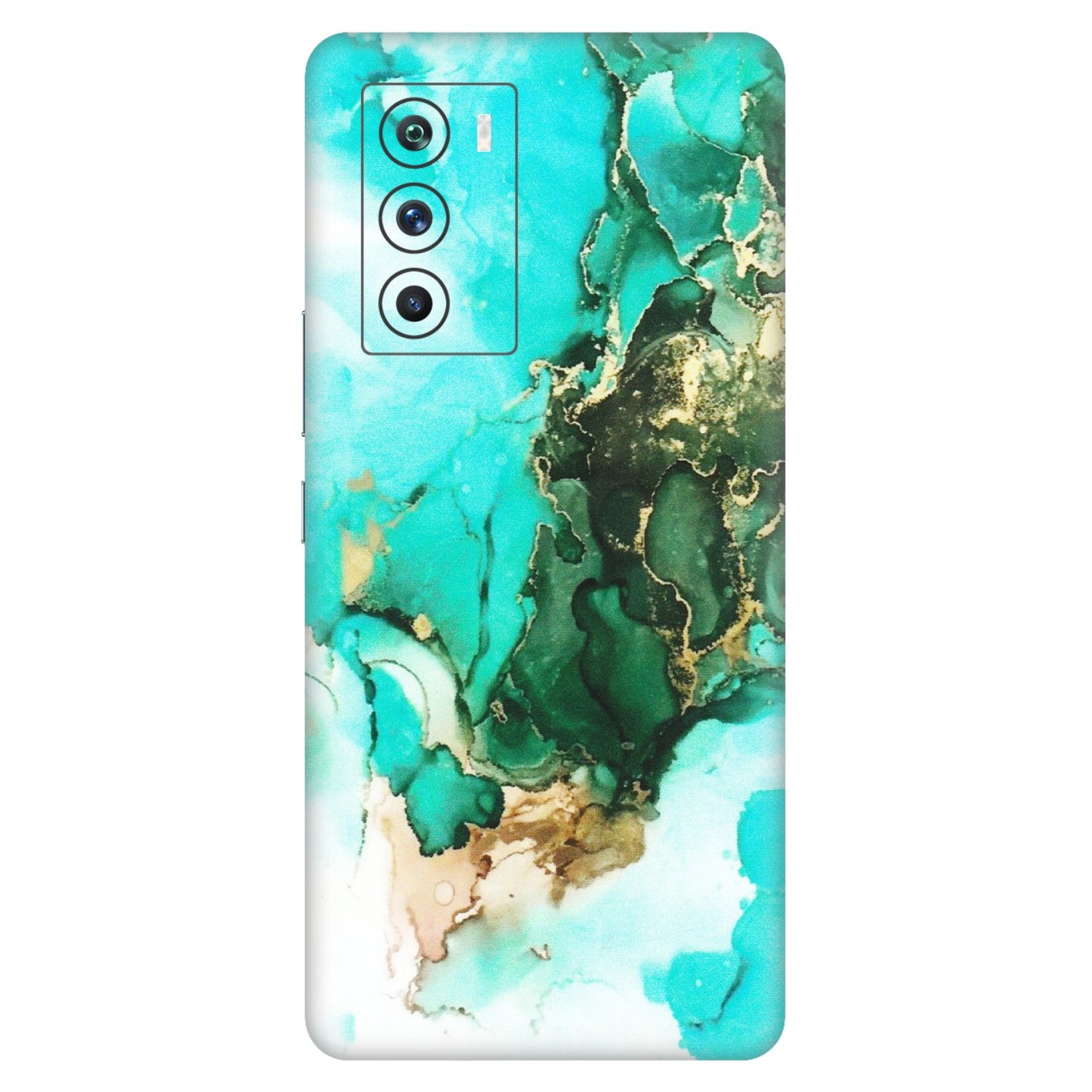 IQOO Phone Skins (All Models) - The Blue Gold Marble - Matte Finish (M-124) IQOO 9 SE 5G