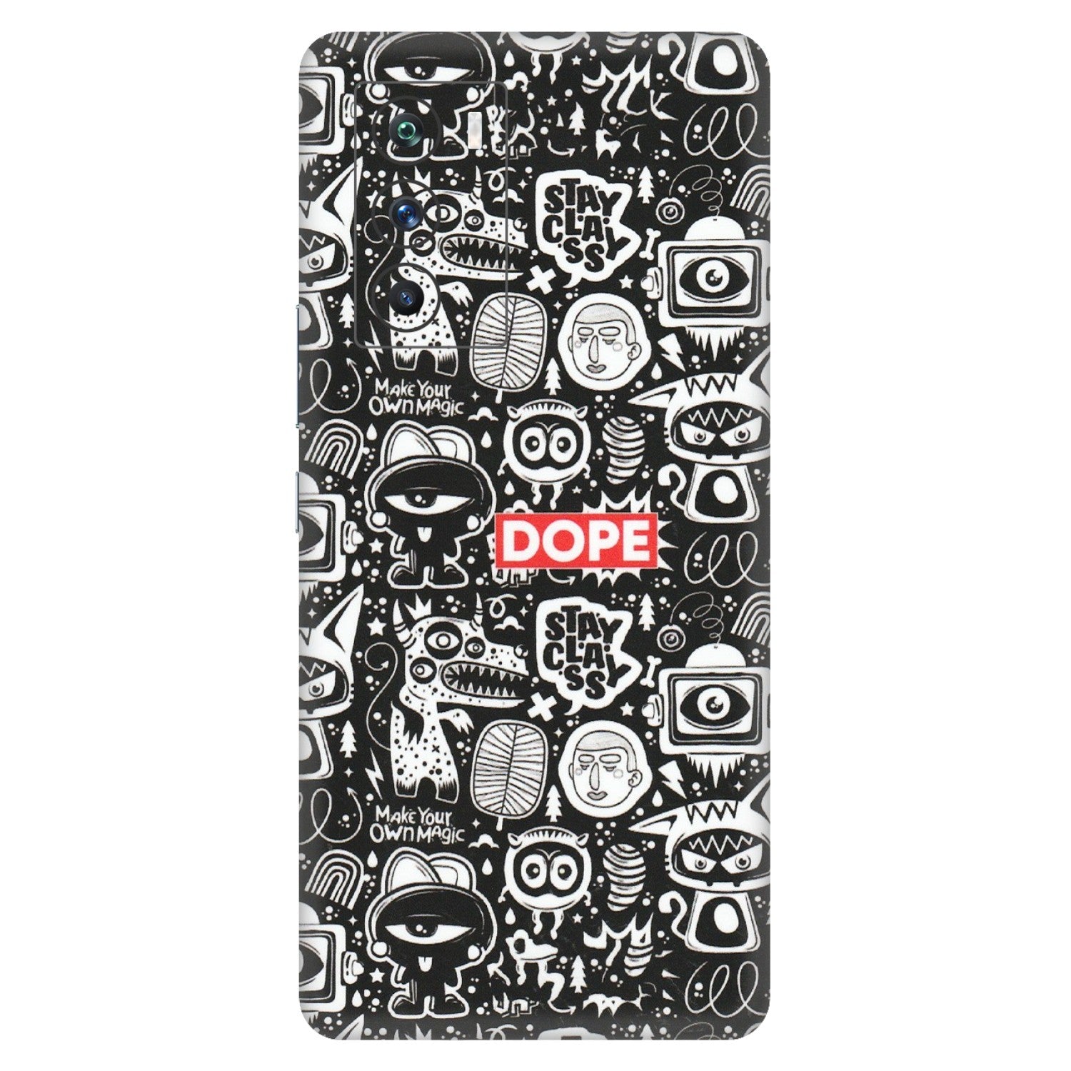 IQOO Phone Skins (All Models) - Dope Stay Classy Black Doodles - Matte Finish (M-126) IQOO 9 SE 5G