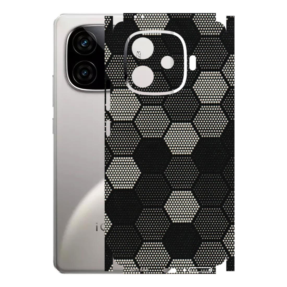 IQOO Phone Skins (All Models) - Black & White Dotted Honeycomb Texture - 3D Embossed Finish (L-202) IQOO Neo 10R