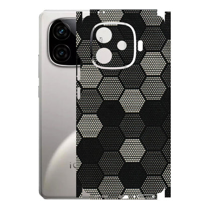 IQOO Phone Skins (All Models) - Black & White Dotted Honeycomb Texture - 3D Embossed Finish (L-202) IQOO Neo 10R