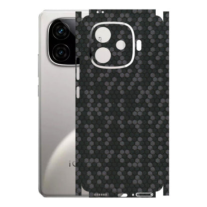 IQOO Phone Skins (All Models) - Black Grey Honeycomb Sober - 3D Embossed Finish (L-85) IQOO Neo 10R