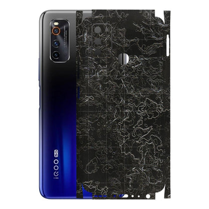 IQOO Phone Skins (All Models) - Black map Texture - 3D Embossed Finish (L-201) IQOO Neo 3