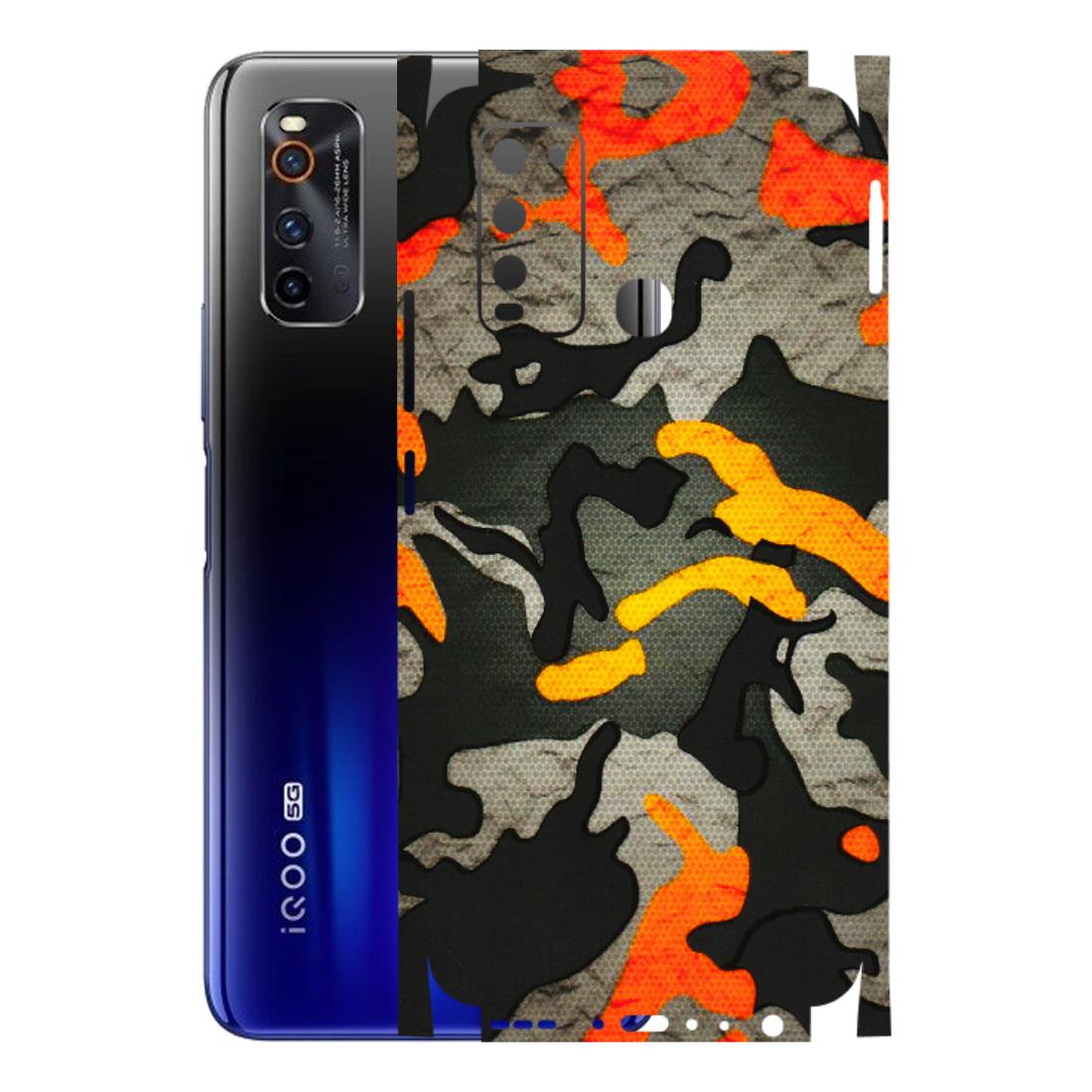 IQOO Phone Skins (All Models) - Orange Camouflage - 3D Embossed Finish (L-204) IQOO Neo 3
