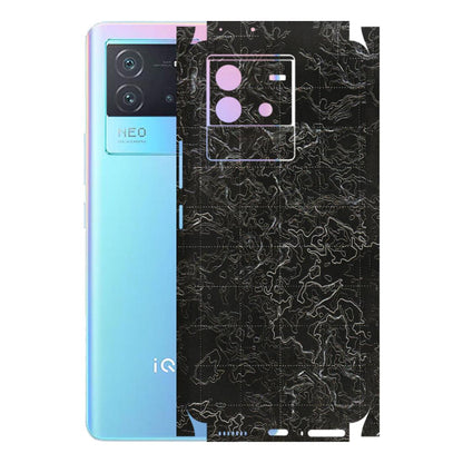 IQOO Phone Skins (All Models) - Black map Texture - 3D Embossed Finish (L-201) IQOO Neo 6 5G
