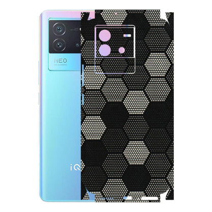 IQOO Phone Skins (All Models) - Black & White Dotted Honeycomb Texture - 3D Embossed Finish (L-202) IQOO Neo 6 5G