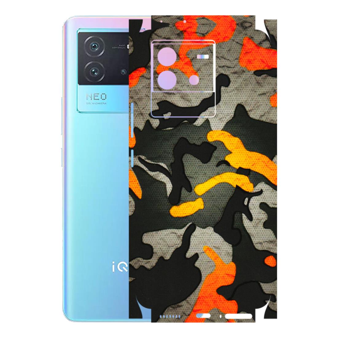 IQOO Phone Skins (All Models) - Orange Camouflage - 3D Embossed Finish (L-204) IQOO Neo 6 5G