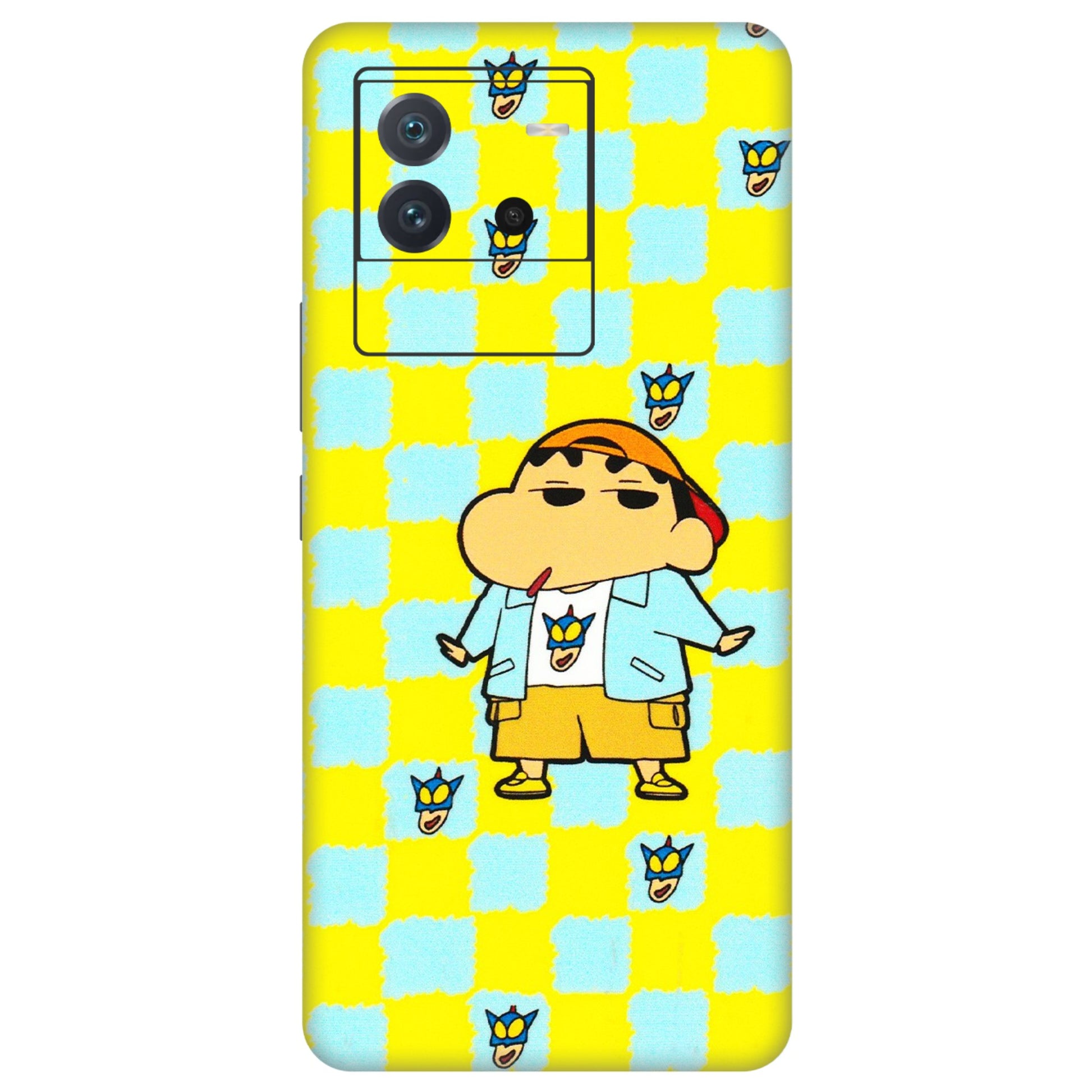 IQOO Phone Skins (All Models) - Yellow Blue Shinchan Cute - 3D Embossed Finish (L-221) IQOO Neo 6 5G
