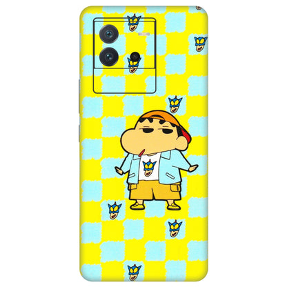 IQOO Phone Skins (All Models) - Yellow Blue Shinchan Cute - 3D Embossed Finish (L-221) IQOO Neo 6 5G