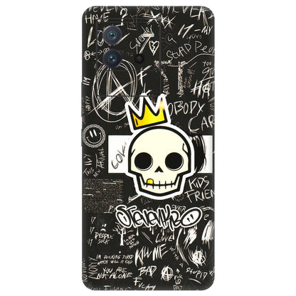 IQOO Phone Skins (All Models) - Funny Skull Black Chalk Grafitti - 3D Embossed Finish (L-22) IQOO Neo 6 5G