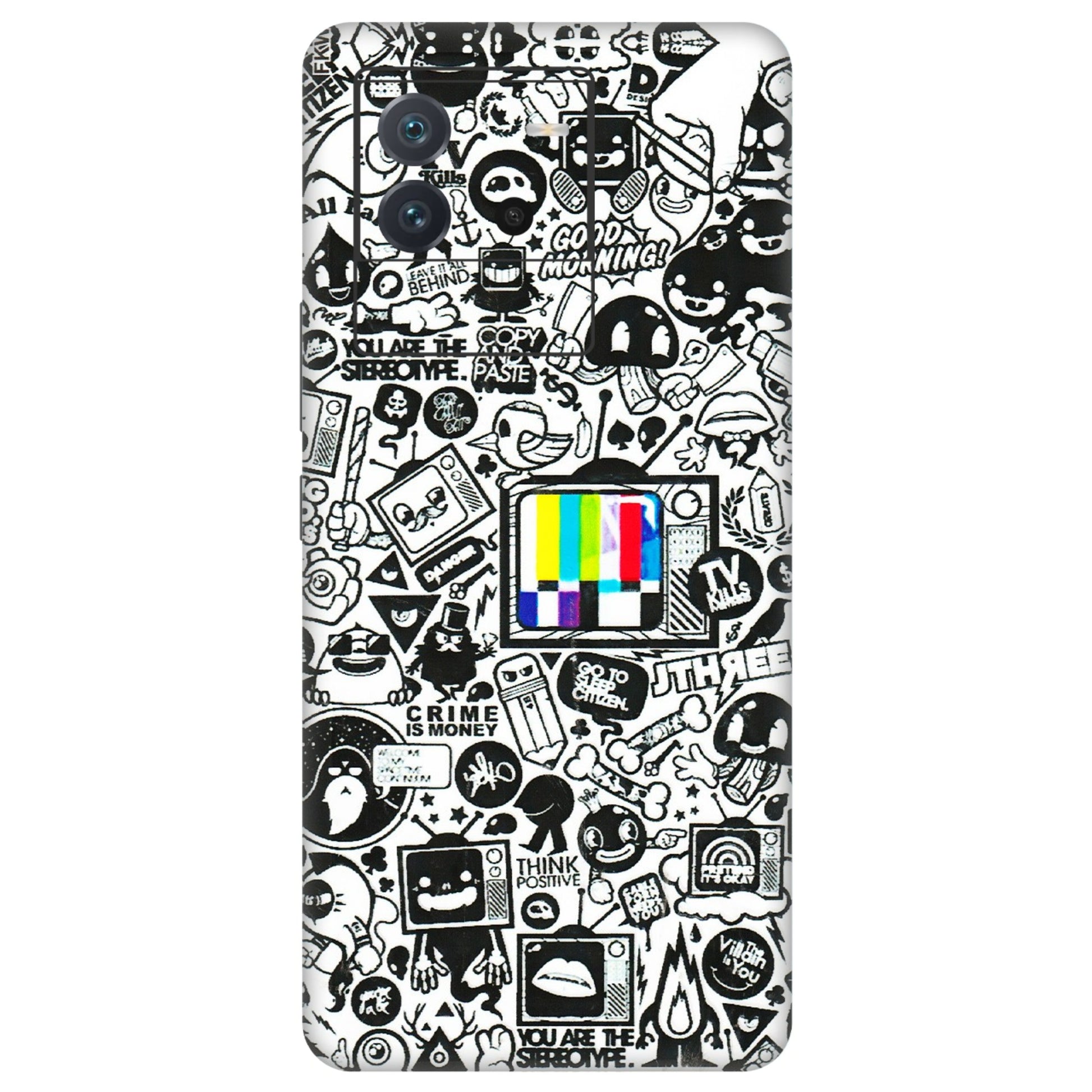 IQOO Phone Skins (All Models) - Doodles Positive Art - 3D Embossed Finish (L-263) IQOO Neo 6 5G