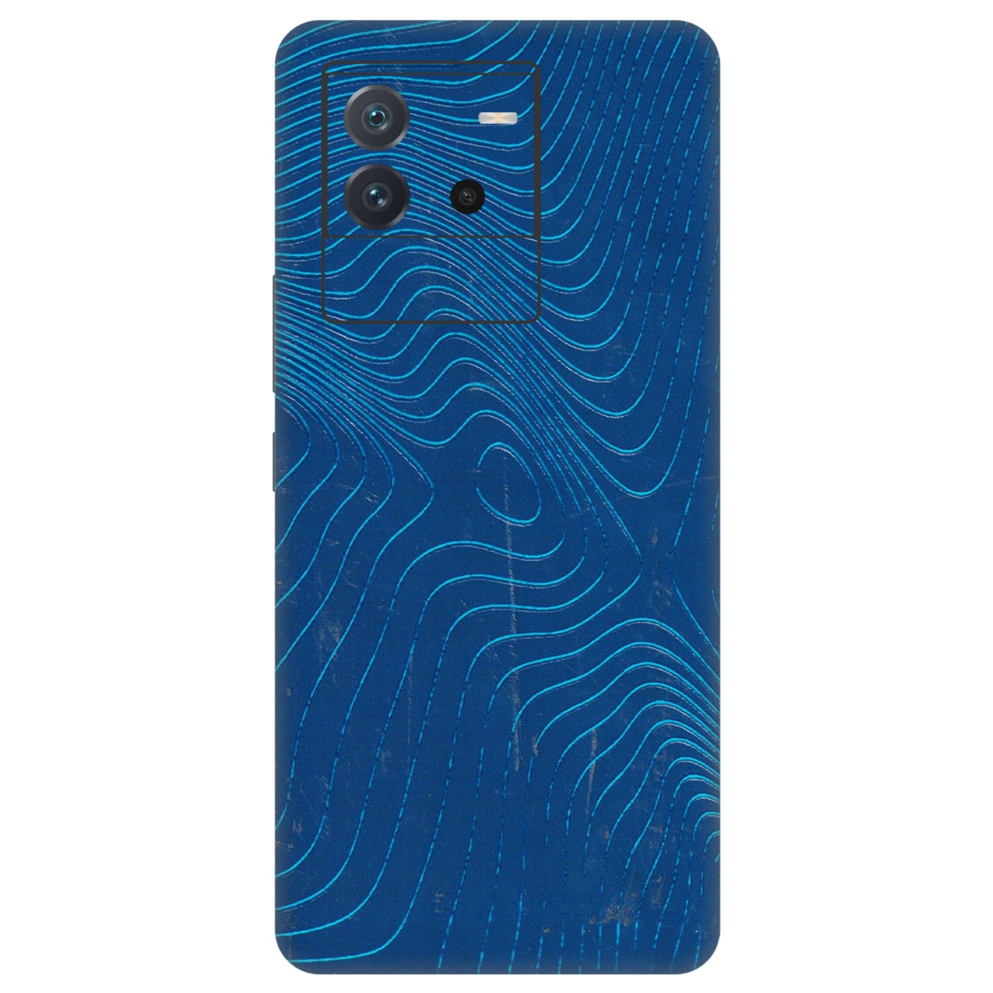 IQOO Phone Skins (All Models) - Abstract Blue Line Map - 3D Embossed Finish (L-272) IQOO Neo 6 5G