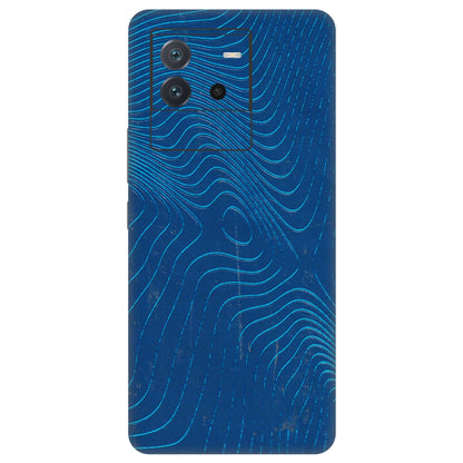 IQOO Phone Skins (All Models) - Abstract Blue Line Map - 3D Embossed Finish (L-272) IQOO Neo 6 5G