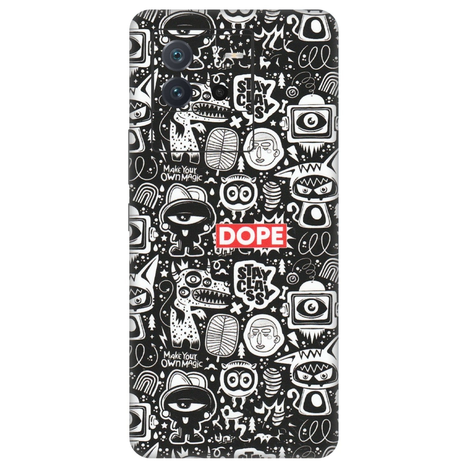 IQOO Phone Skins (All Models) - Dope Stay Classy Black Doodles - Matte Finish (M-126) IQOO Neo 6 5G