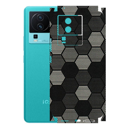 IQOO Phone Skins (All Models) - Black & White Dotted Honeycomb Texture - 3D Embossed Finish (L-202) IQOO Neo 7 5G