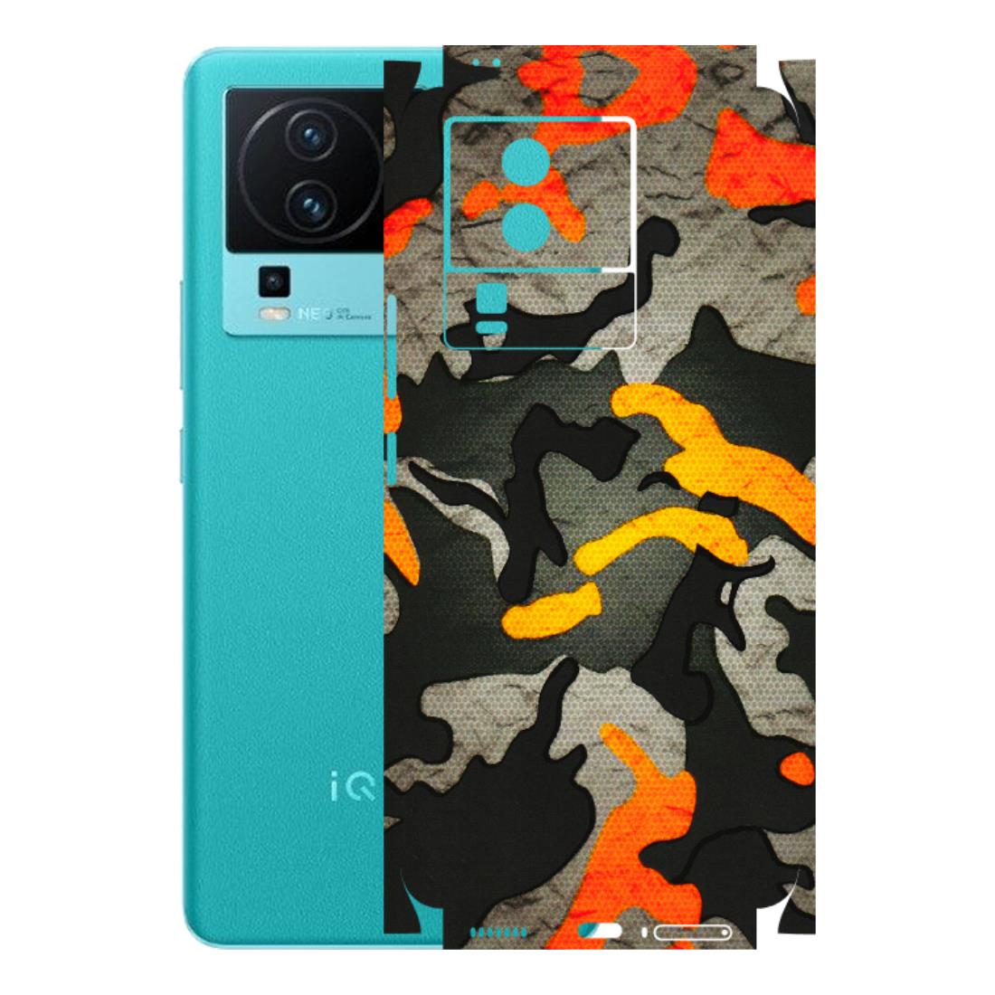 IQOO Phone Skins (All Models) - Orange Camouflage - 3D Embossed Finish (L-204) IQOO Neo 7 5G