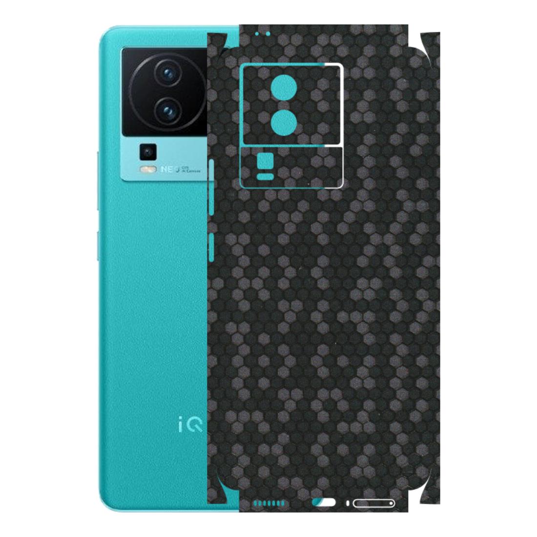 IQOO Phone Skins (All Models) - Black Grey Honeycomb Sober - 3D Embossed Finish (L-85) IQOO Neo 7 5G