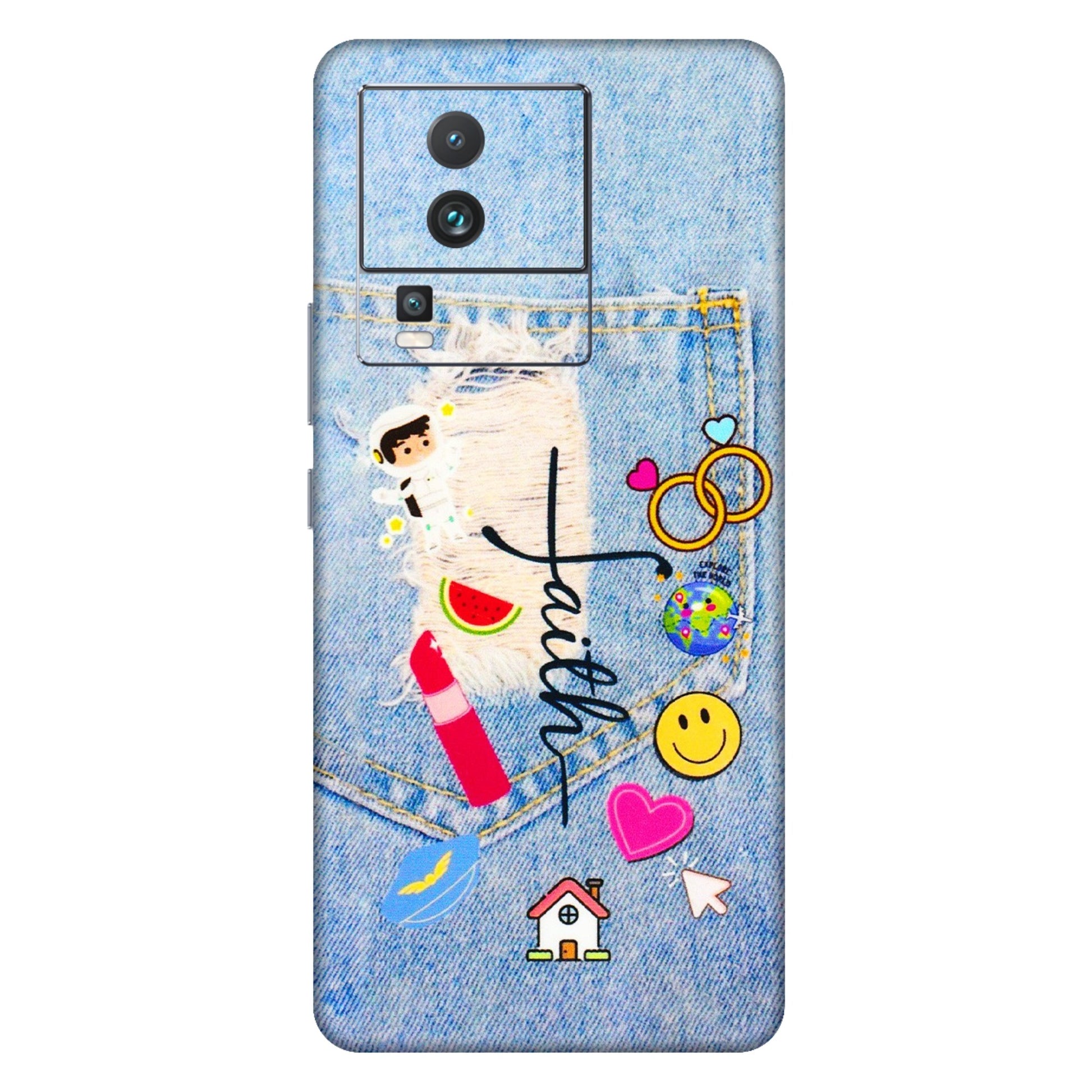IQOO Phone Skins (All Models) - Denim Jeans Pocket - 3D Embossed Finish (L-134) IQOO Neo 7 5G