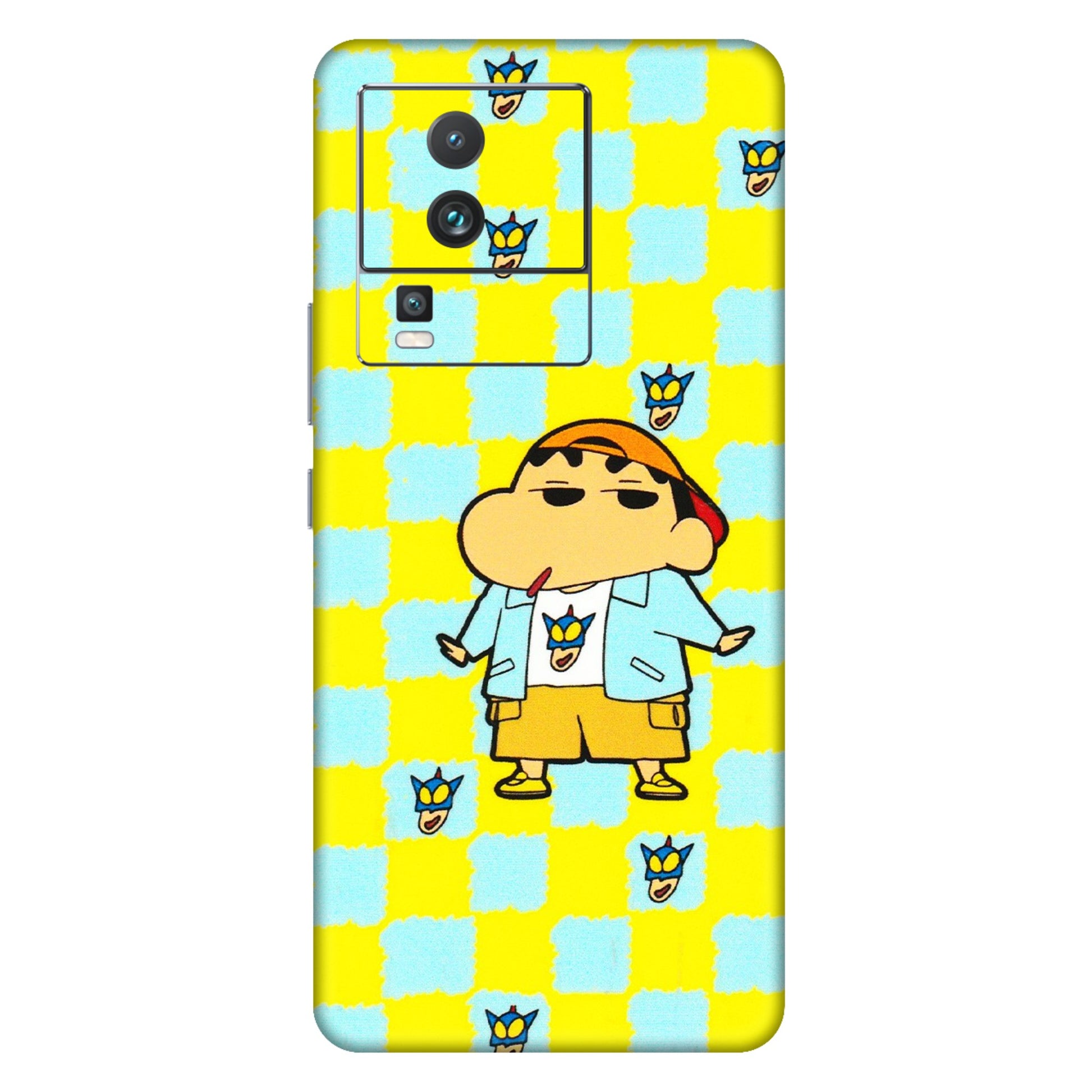 IQOO Phone Skins (All Models) - Yellow Blue Shinchan Cute - 3D Embossed Finish (L-221) IQOO Neo 7 5G