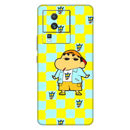 IQOO Phone Skins (All Models) - Yellow Blue Shinchan Cute - 3D Embossed Finish (L-221) IQOO Neo 7 5G