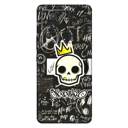 IQOO Phone Skins (All Models) - Funny Skull Black Chalk Grafitti - 3D Embossed Finish (L-22) IQOO Neo 7 5G