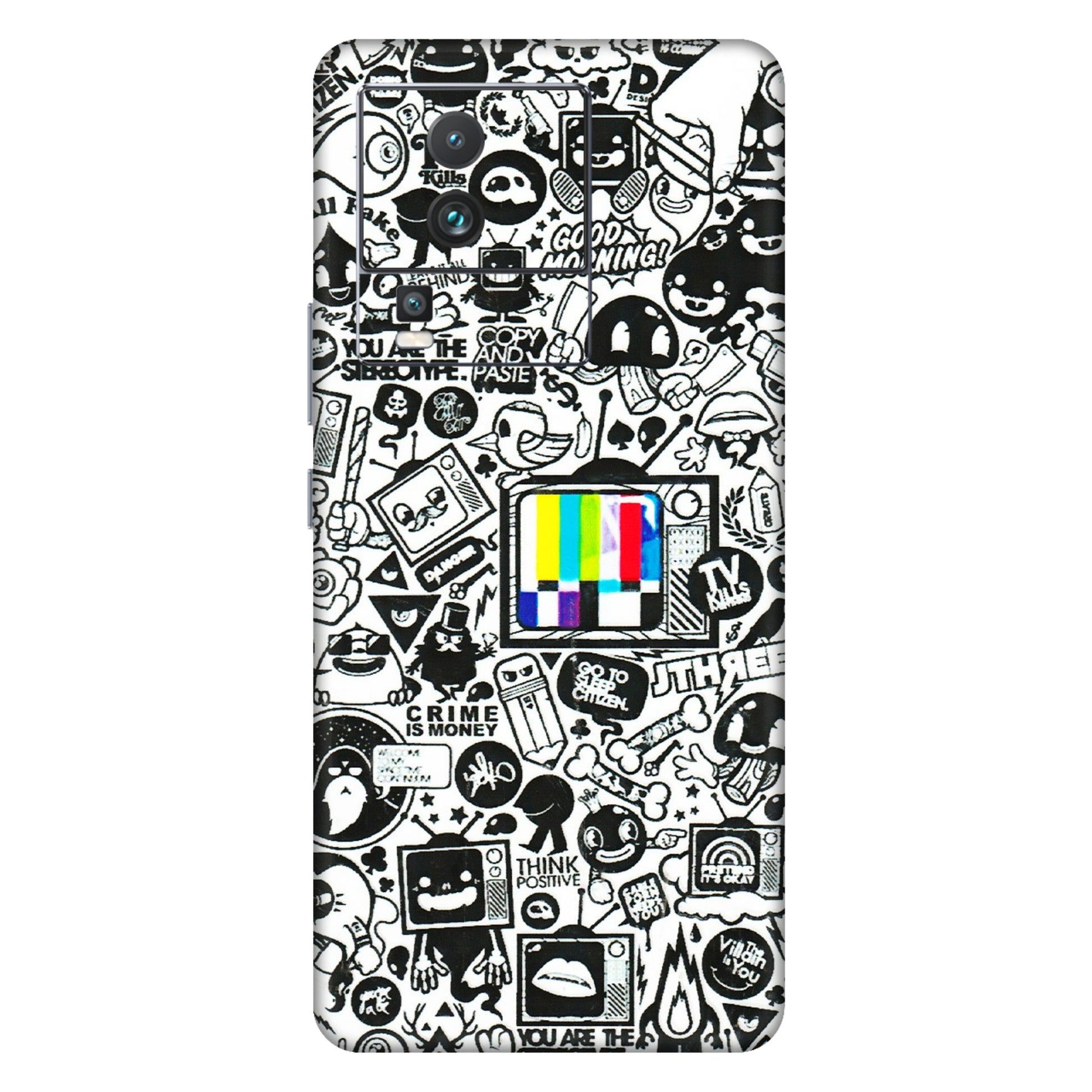 IQOO Phone Skins (All Models) - Doodles Positive Art - 3D Embossed Finish (L-263) IQOO Neo 7 5G