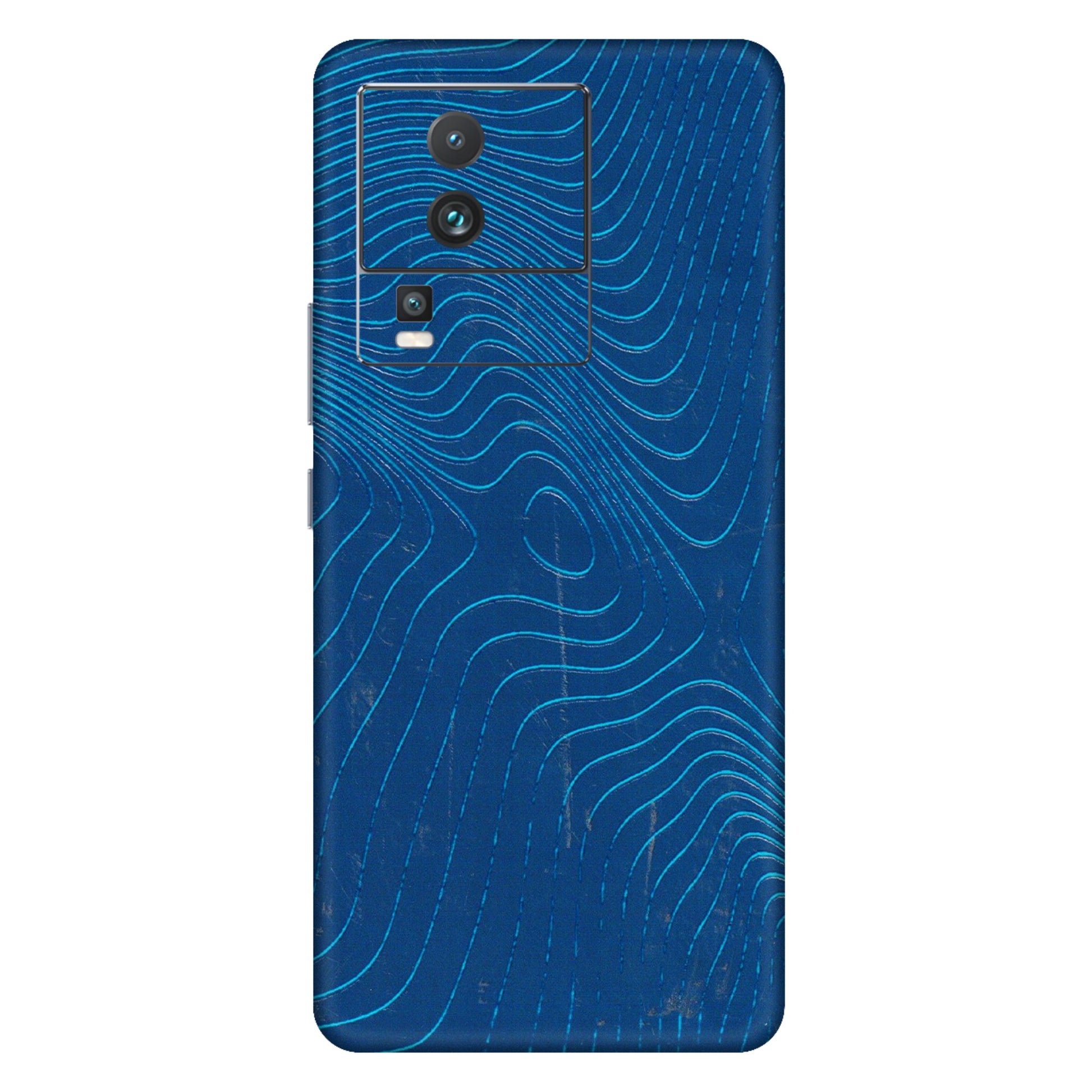 IQOO Phone Skins (All Models) - Abstract Blue Line Map - 3D Embossed Finish (L-272) IQOO Neo 7 5G