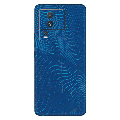 IQOO Phone Skins (All Models) - Abstract Blue Line Map - 3D Embossed Finish (L-272) IQOO Neo 7 5G