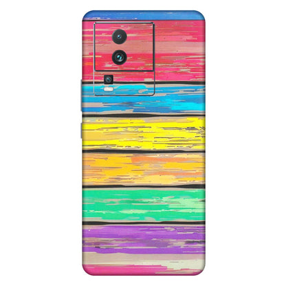 IQOO Phone Skins (All Models) - Multi Colour Wooden Wall - Matte Finish (M-96) IQOO Neo 7 5G