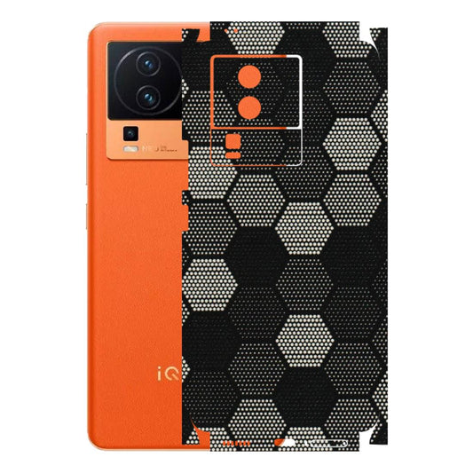 IQOO Phone Skins (All Models) - Black & White Dotted Honeycomb Texture - 3D Embossed Finish (L-202) IQOO Neo 7 PRO