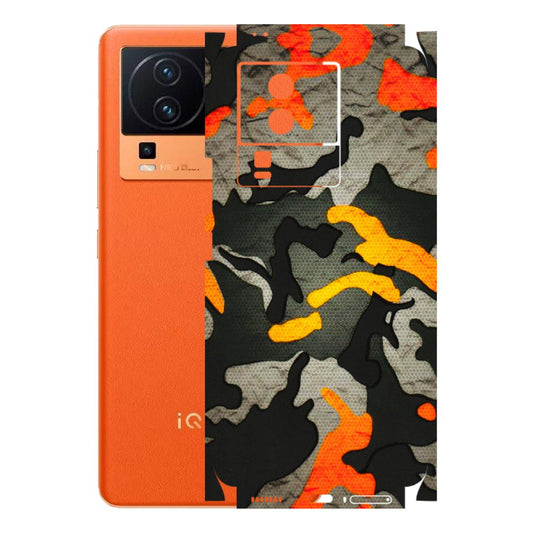 IQOO Phone Skins (All Models) - Orange Camouflage - 3D Embossed Finish (L-204) IQOO Neo 7 PRO
