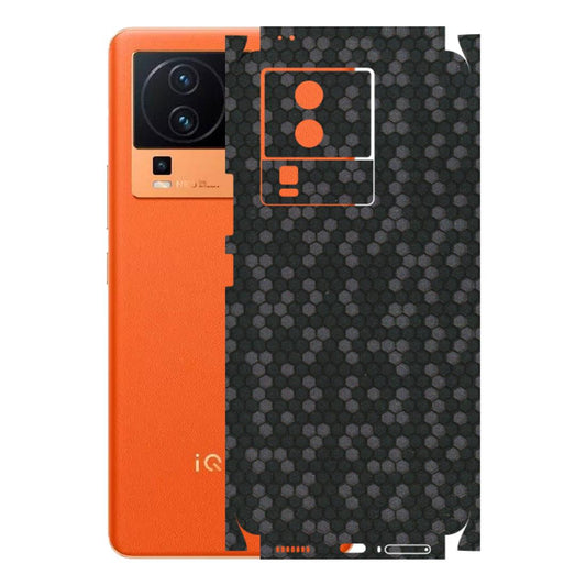 IQOO Phone Skins (All Models) - Black Grey Honeycomb Sober - 3D Embossed Finish (L-85) IQOO Neo 7 PRO