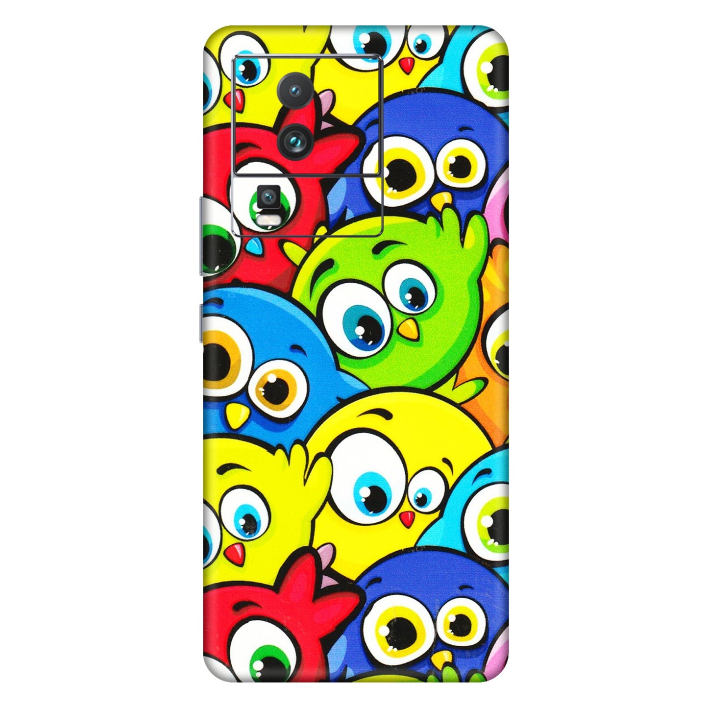 IQOO Phone Skins (All Models) - Cute Fluffy Birds - 3D Embossed Finish (L-213) IQOO Neo 7 PRO