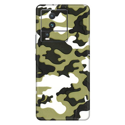 IQOO Phone Skins (All Models) - Camouflages White And Green - 3D Embossed Finish (L-243) IQOO Neo 7 PRO