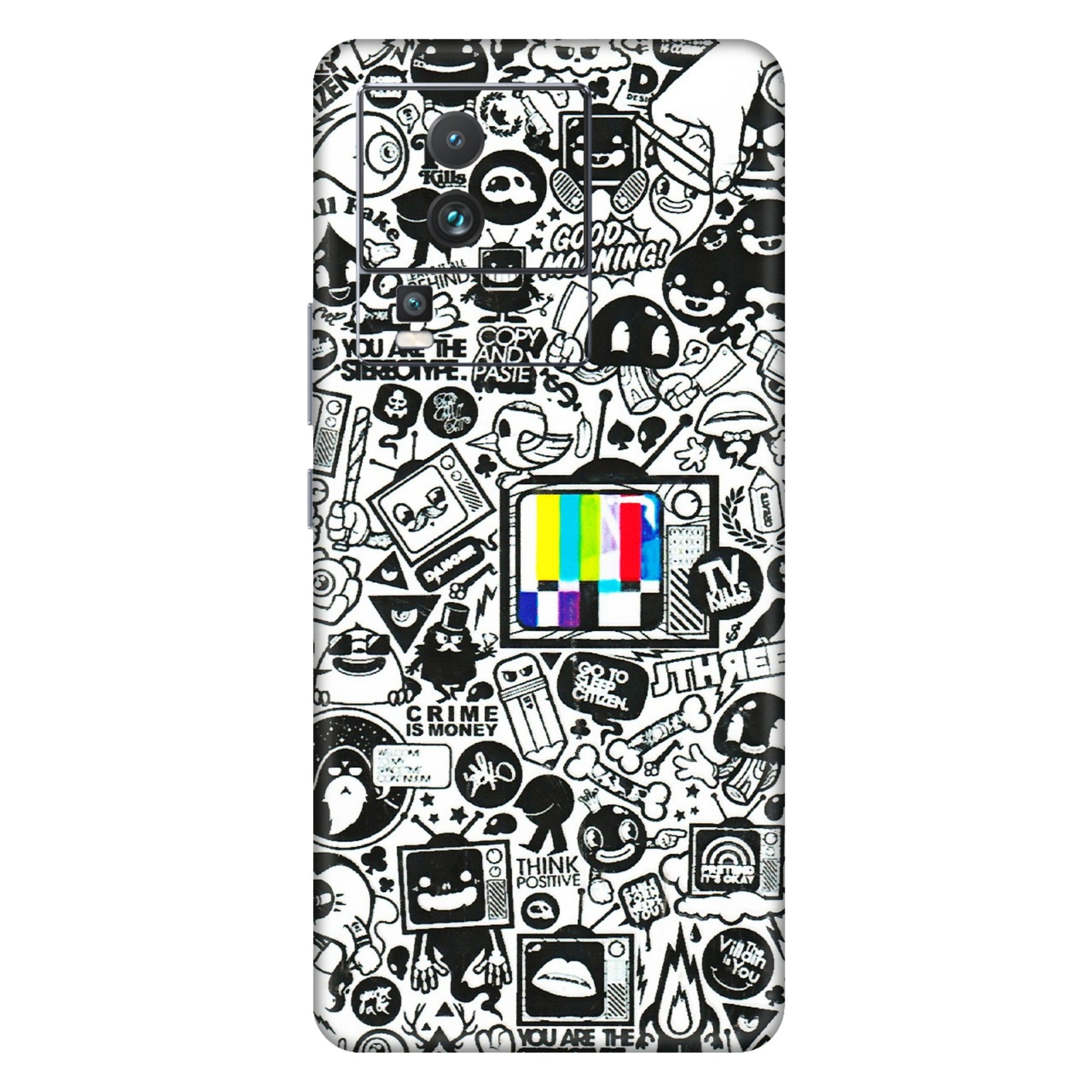 IQOO Phone Skins (All Models) - Doodles Positive Art - 3D Embossed Finish (L-263) IQOO Neo 7 PRO