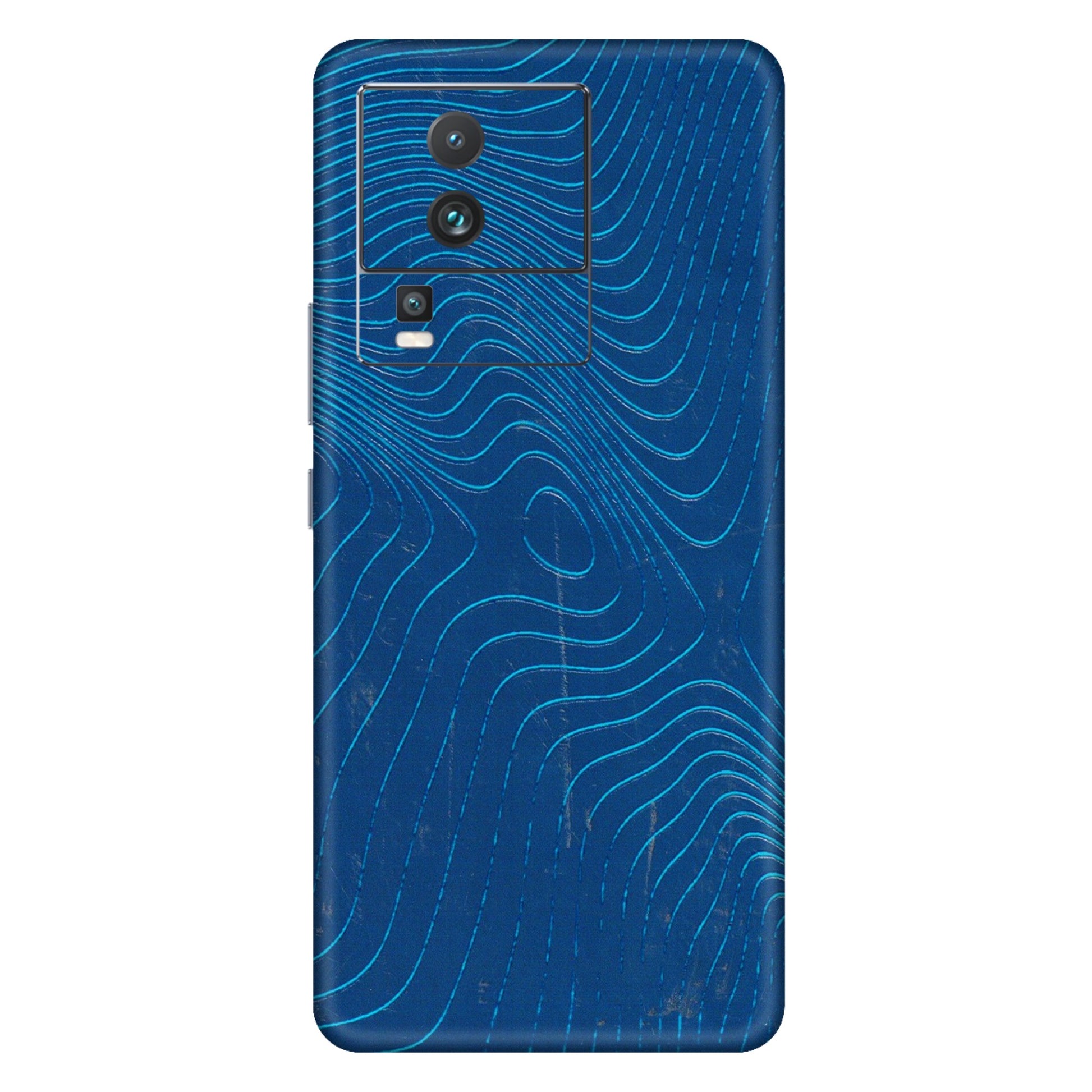 IQOO Phone Skins (All Models) - Abstract Blue Line Map - 3D Embossed Finish (L-272) IQOO Neo 7 PRO