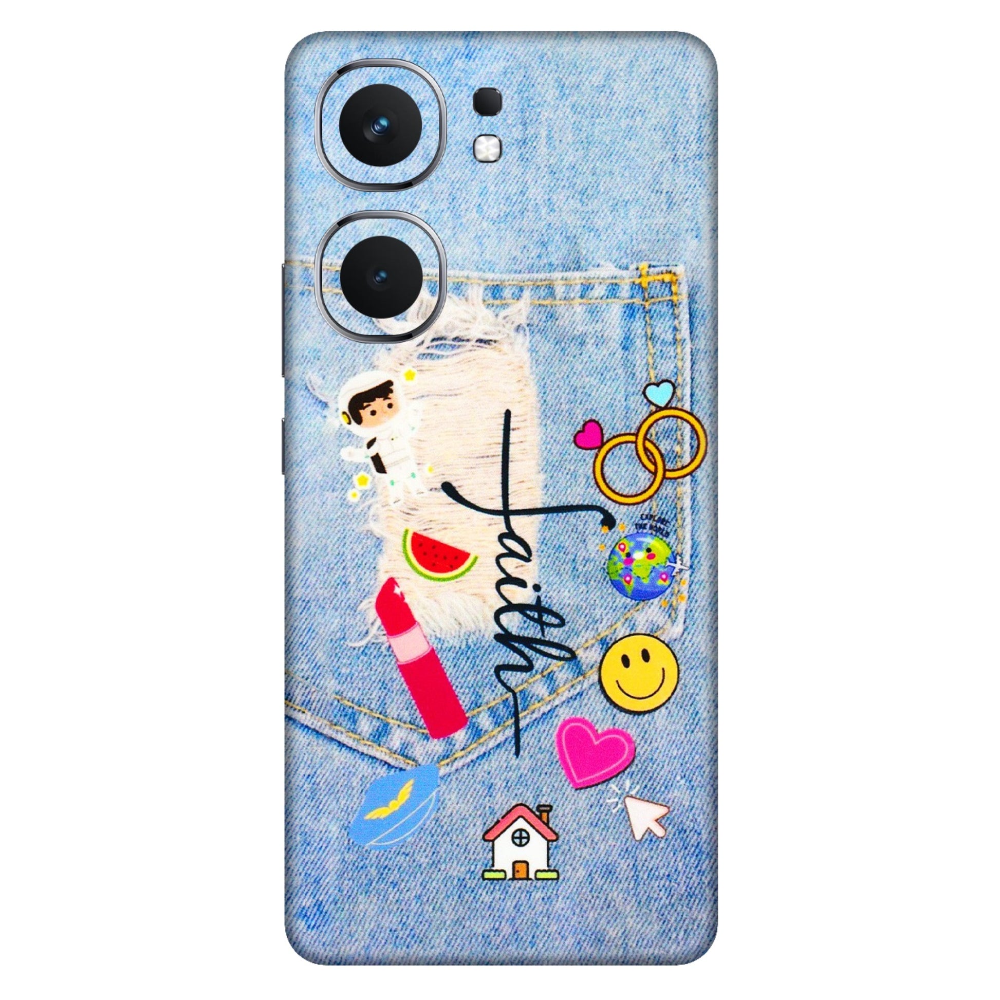 IQOO Phone Skins (All Models) - Denim Jeans Pocket - 3D Embossed Finish (L-134) IQOO Neo 9 Pro
