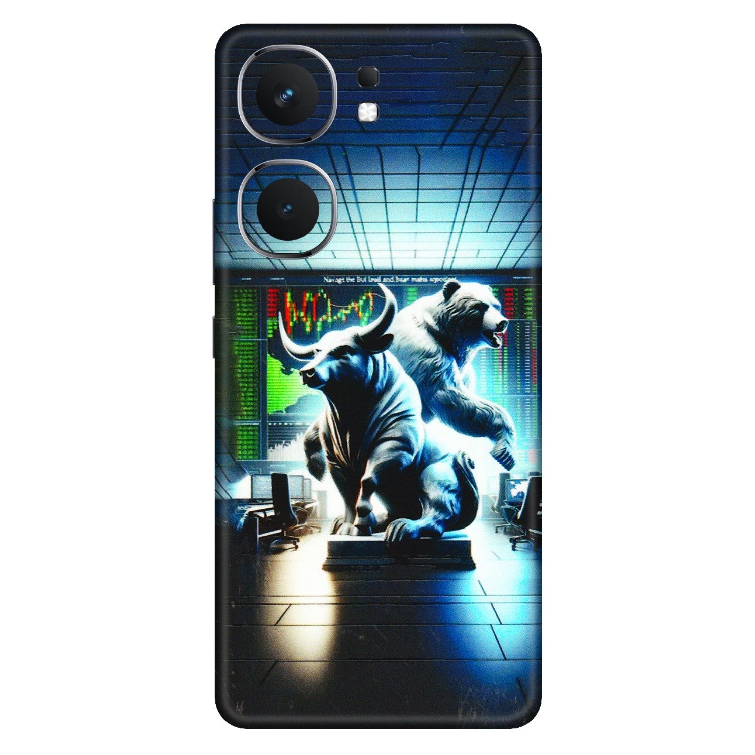 IQOO Phone Skins (All Models) - Stock Market Sensex Bear vs Bulls - 3D Embossed Finish (L-15) IQOO Neo 9 Pro