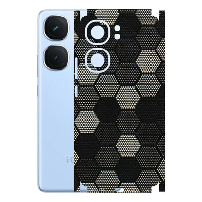 IQOO Phone Skins (All Models) - Black & White Dotted Honeycomb Texture - 3D Embossed Finish (L-202) IQOO Neo 9 Pro