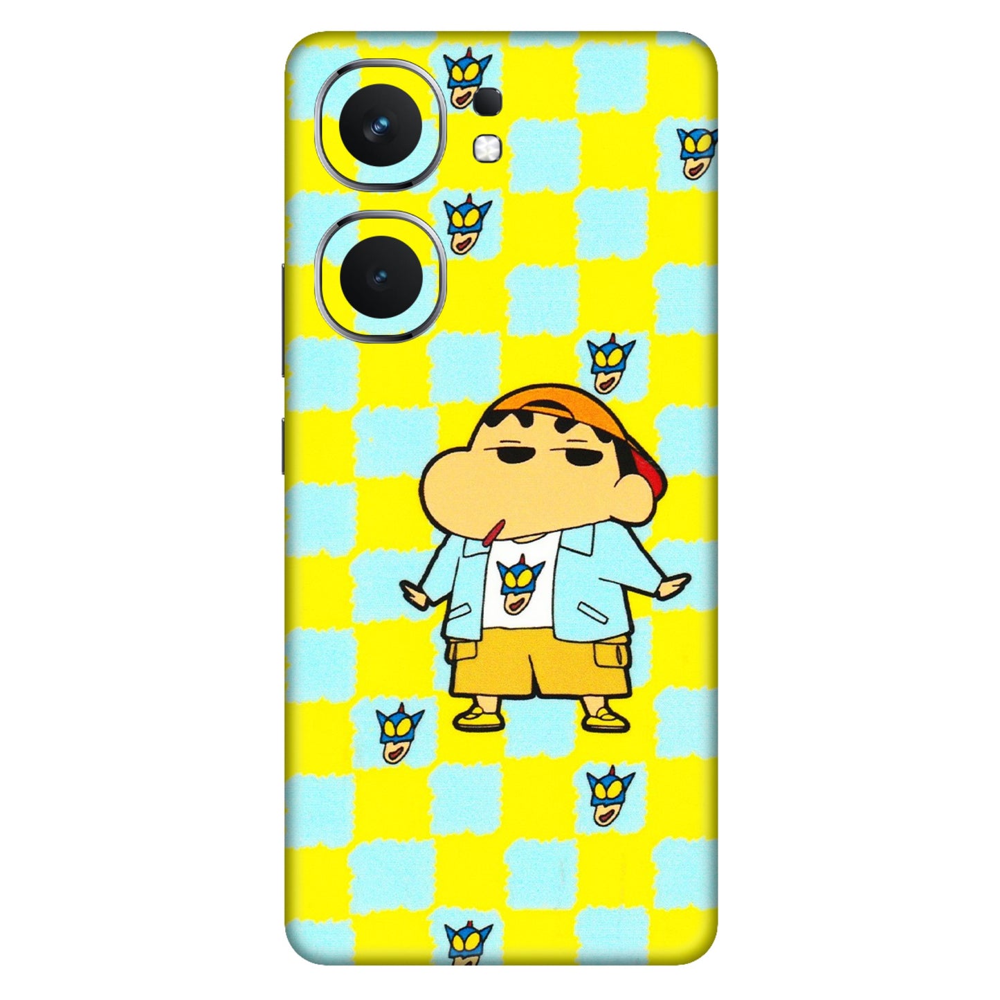 IQOO Phone Skins (All Models) - Yellow Blue Shinchan Cute - 3D Embossed Finish (L-221) IQOO Neo 9 Pro