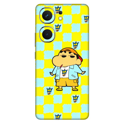 IQOO Phone Skins (All Models) - Yellow Blue Shinchan Cute - 3D Embossed Finish (L-221) IQOO Neo 9 Pro