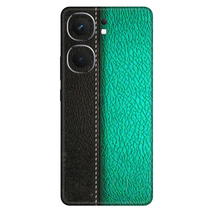IQOO Phone Skins (All Models) - Black Green Dual Leather Stich - 3D Embossed Finish (L-233) IQOO Neo 9 Pro