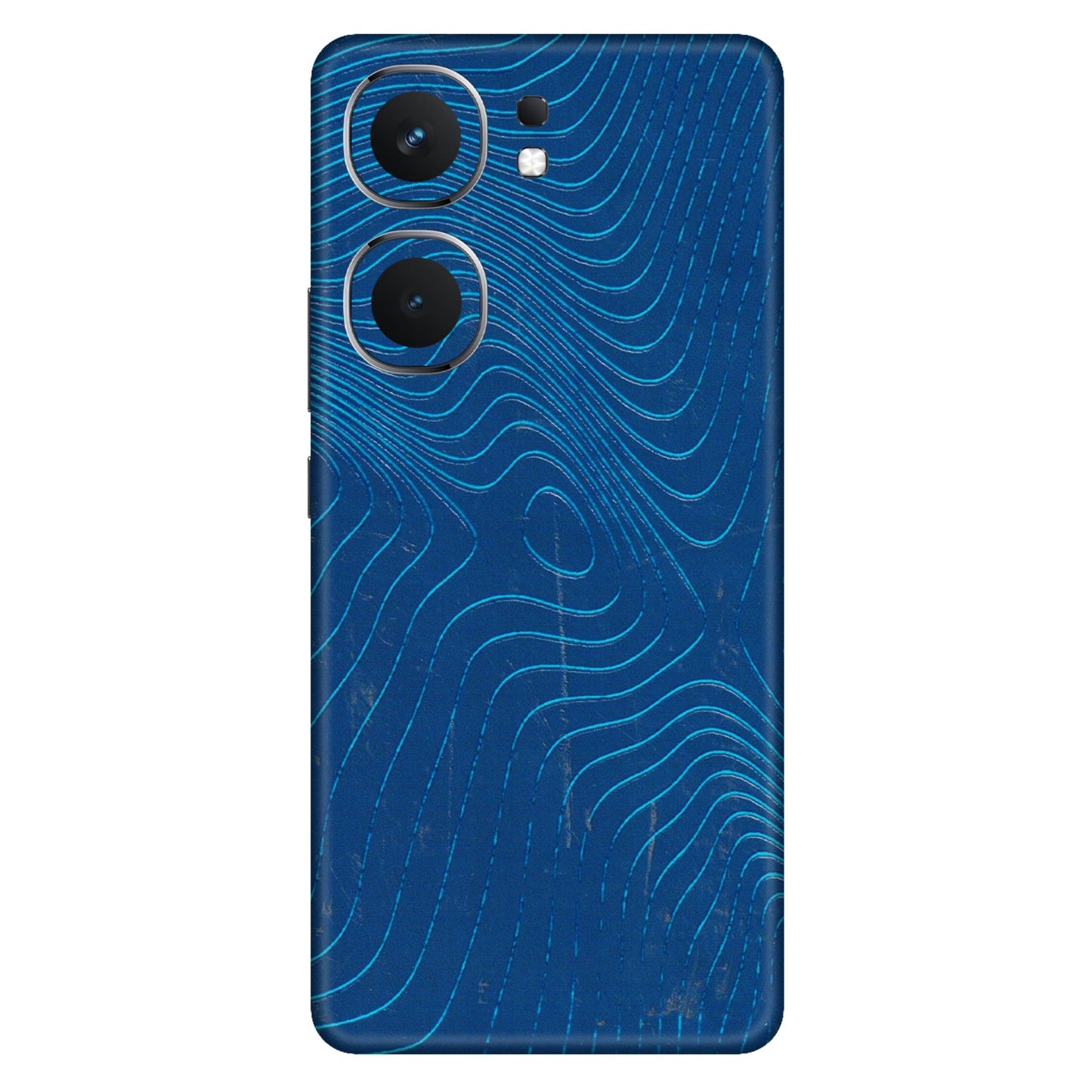 IQOO Phone Skins (All Models) - Abstract Blue Line Map - 3D Embossed Finish (L-272) IQOO Neo 9 Pro