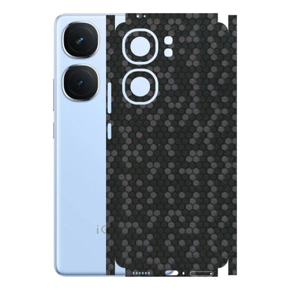 IQOO Phone Skins (All Models) - Black Grey Honeycomb Sober - 3D Embossed Finish (L-85) IQOO Neo 9 Pro