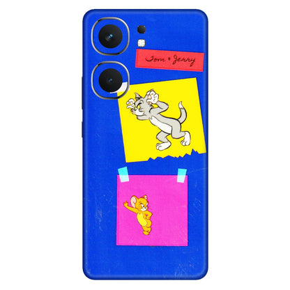 IQOO Phone Skins (All Models) - Tom N Jerry Sticky Notes - 3D Embossed Finish (L-88) IQOO Neo 9 Pro