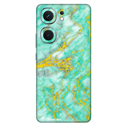 IQOO Phone Skins (All Models) - Green And Gold Marble Feel - Matte Finish (M-16) IQOO Neo 9 Pro