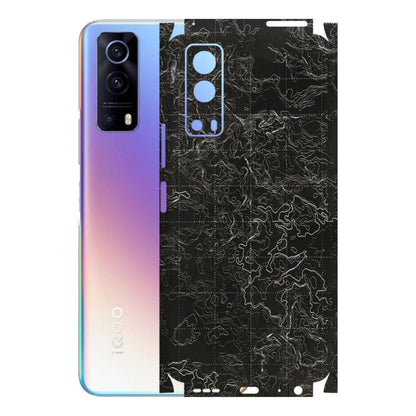 IQOO Phone Skins (All Models) - Black map Texture - 3D Embossed Finish (L-201) IQOO Z3 5G