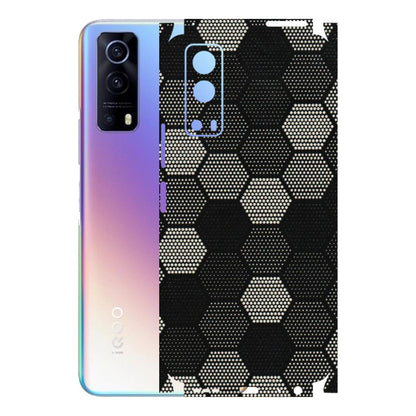 IQOO Phone Skins (All Models) - Black & White Dotted Honeycomb Texture - 3D Embossed Finish (L-202) IQOO Z3 5G