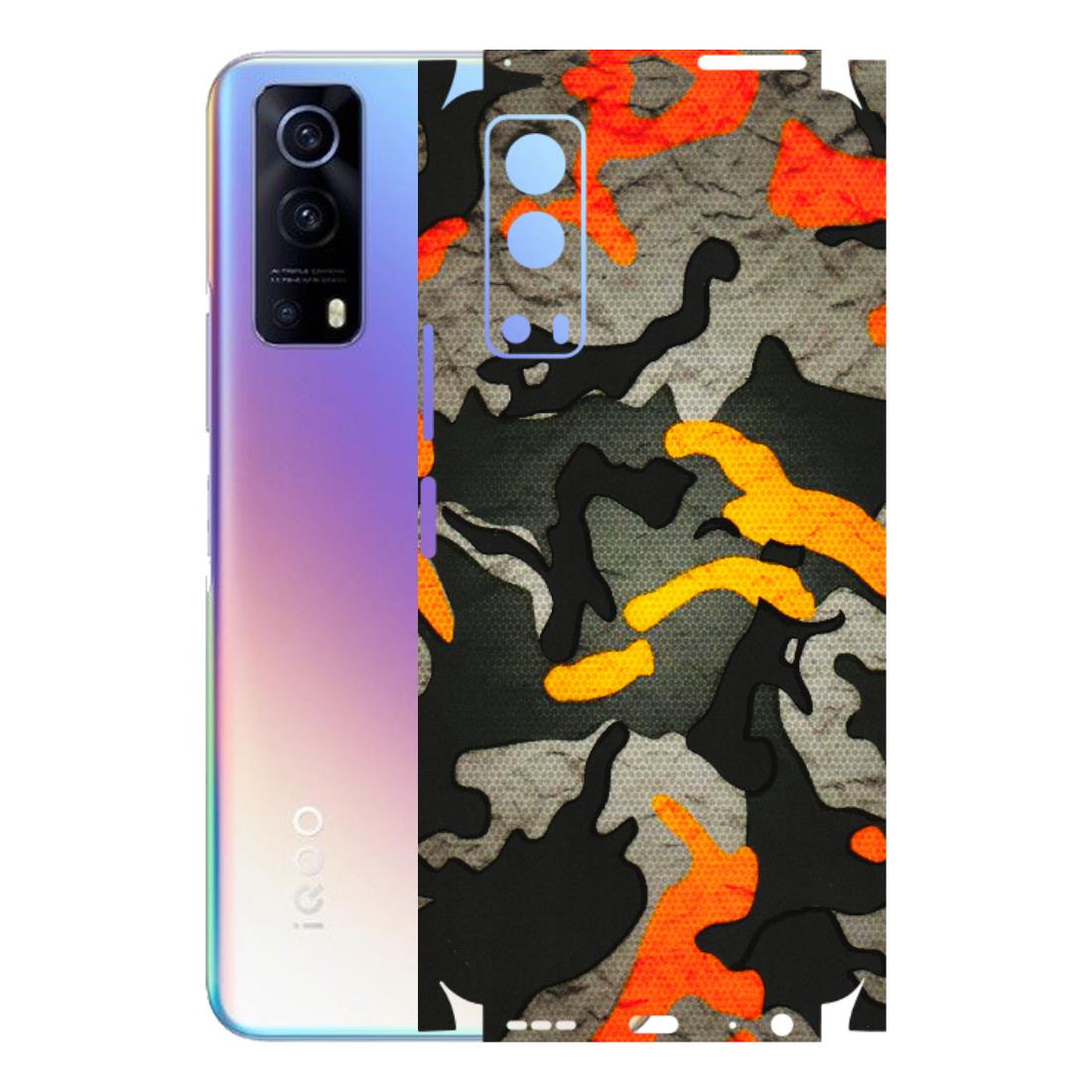 IQOO Phone Skins (All Models) - Orange Camouflage - 3D Embossed Finish (L-204) IQOO Z3 5G